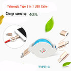 2A szybki kabel Micro USB typu - C Telescopic dla inteligentnego telefonu z systemem Android